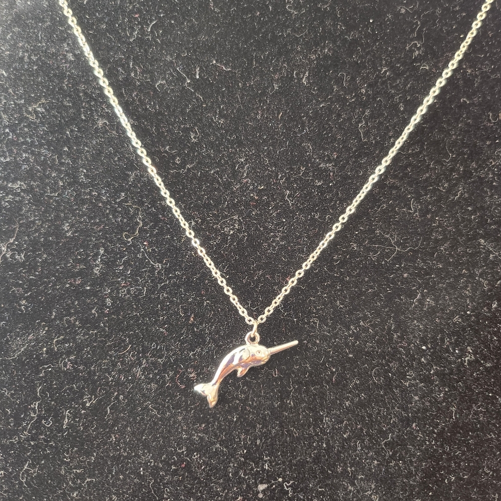 ETC! Narwhal Charm Silver tone Necklace